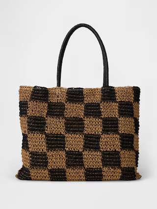 Gingham Straw Tote Bag | Gap (US)