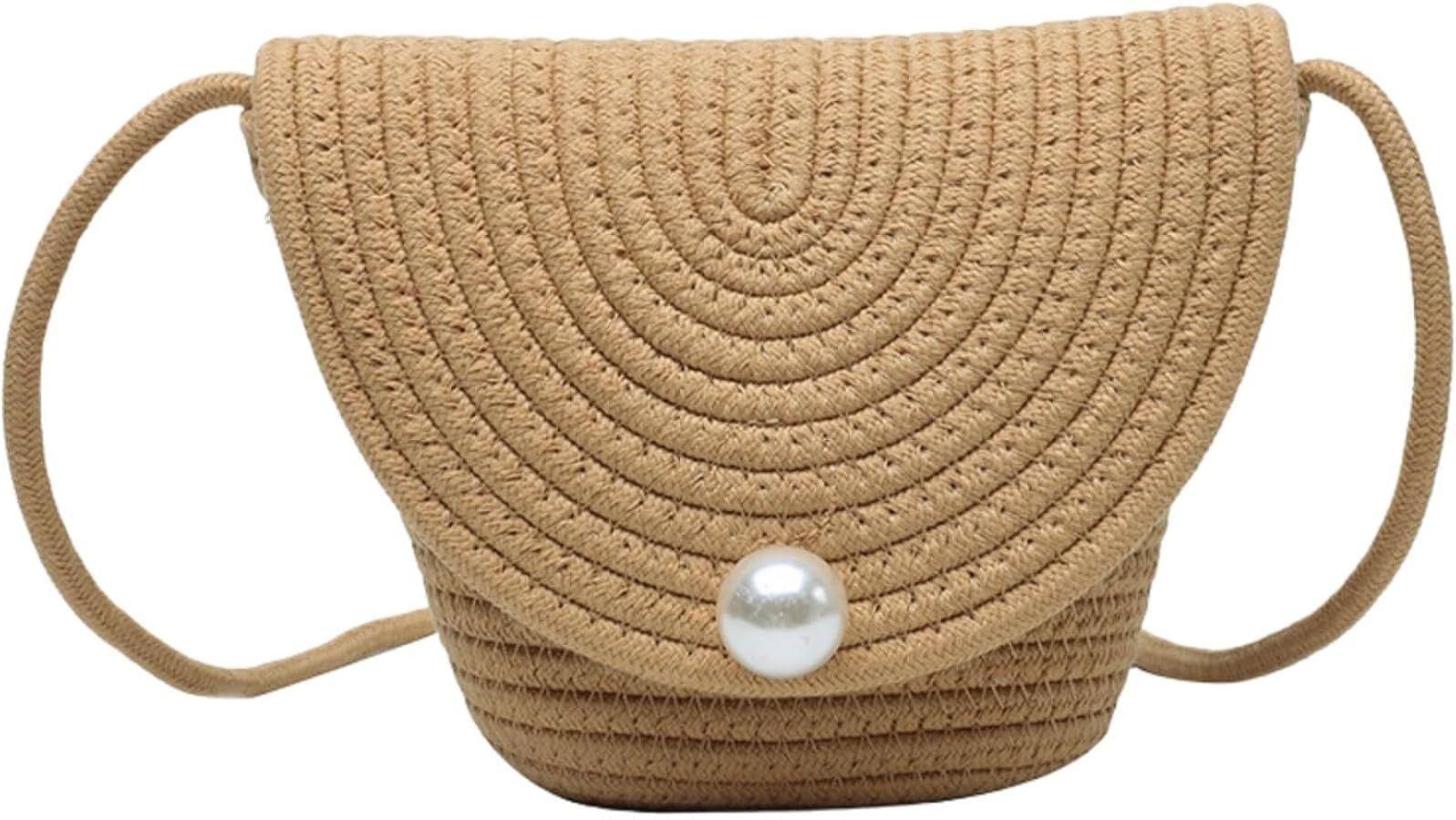 Raffia Crossbody Bags for Women, Woven Purses for 2024 Summer Straw Handbags with Pearls, Rattan ... | Amazon (US)