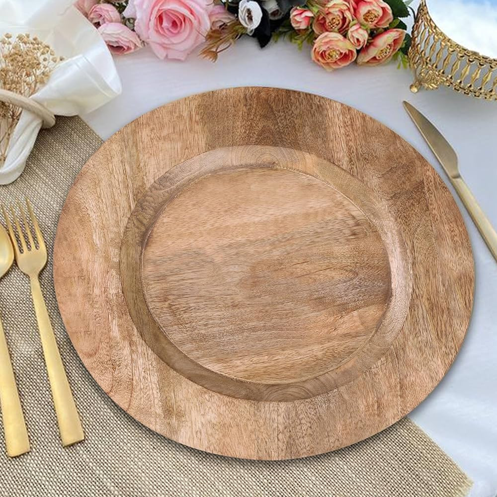 Lightnpro Natural Wood Dinner Plates for Eating Wooden Round Charcuterie Boards Serving Platters ... | Amazon (US)