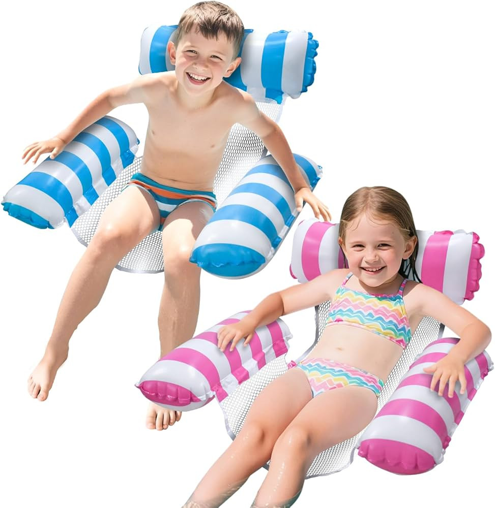 Pool Floats Kids, Meegoo Pool Lounge Chairs 3 Tubes Floaties Water Hammock Inflatable Pool Toys f... | Amazon (US)