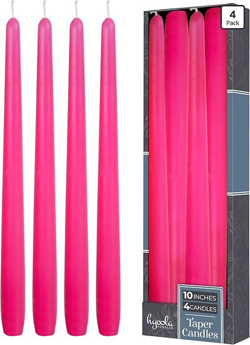 Hyoola Tall Taper Candles - 10 Inch Hot Pink Fuchsia Unscented Dripless Taper Candles - 8 Hour Bu... | Amazon (US)