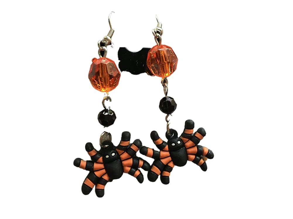 Halloween Long Black Rubber Bat or Spider Dangle Earrings | Amazon (US)