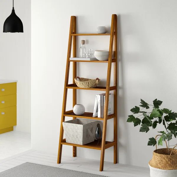 Saruhan 72'' H x 24.75'' W Solid Wood Ladder Bookcase | Wayfair North America