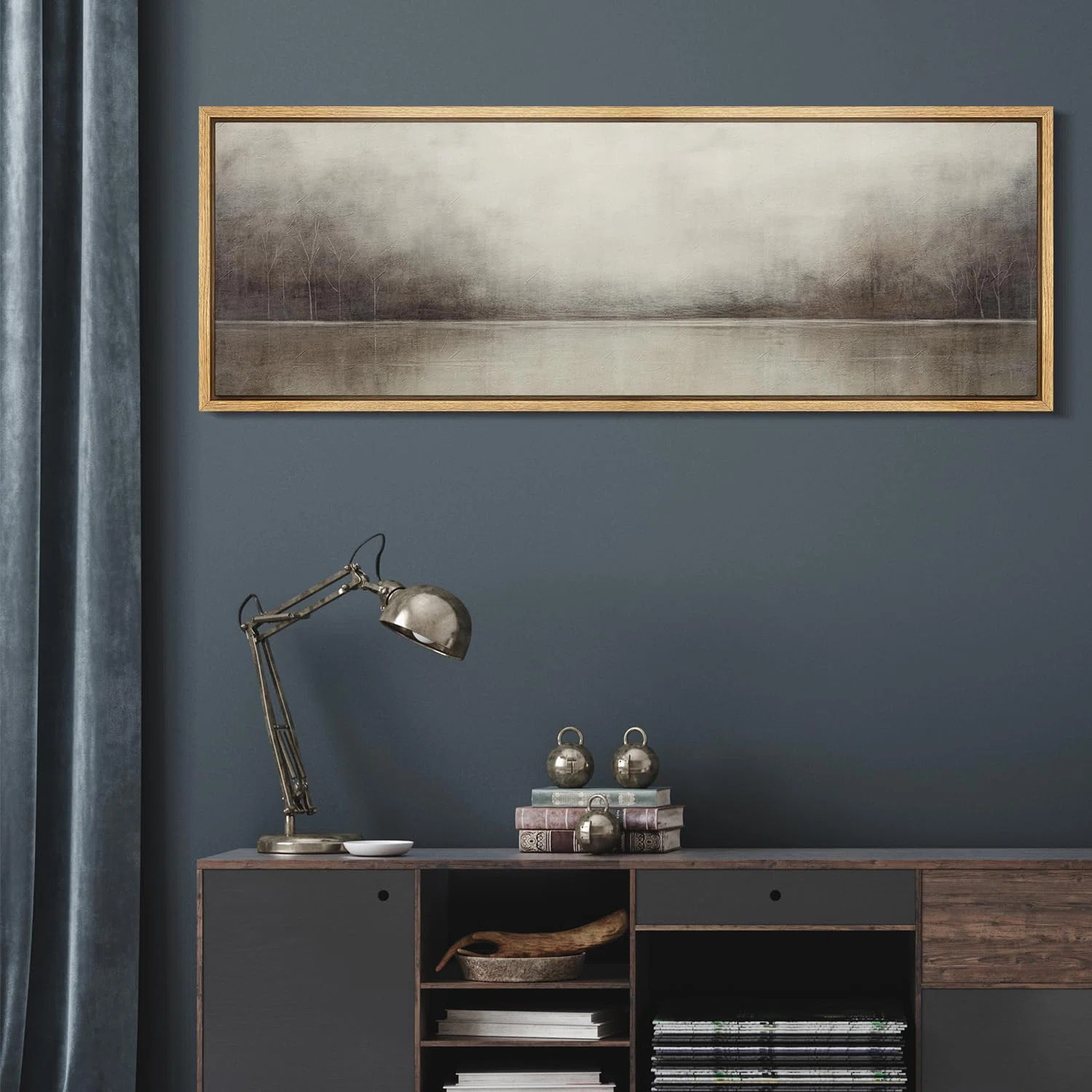 Minimal Landscape Tranquil Neutral Abstract Landscape Retro Moody Extra Large Framed Art Home Dec... | Wayfair North America