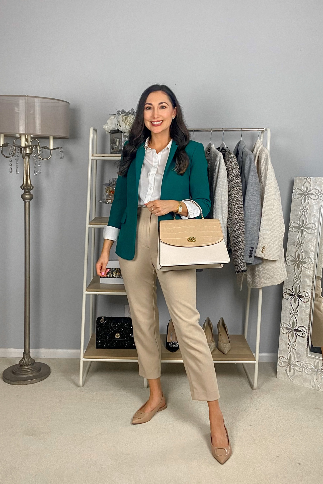 Fall work outfit 💚

Teal green blazer (linked similar)
White collared button up top size 4, size up if busty 
Tan high waisted pants size 2 curvy, TTS
Nude sling back flats size 7, TTS

Work outfit 
Classic outfit 
Office outfit 
Teacher outfit 


#LTKSeasonal #LTKworkwear #LTKstyletip