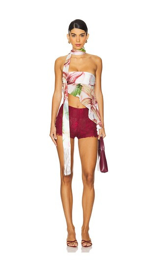 Satin Mesh Tube Top With Scarf in Orchid | Revolve Clothing (Global)