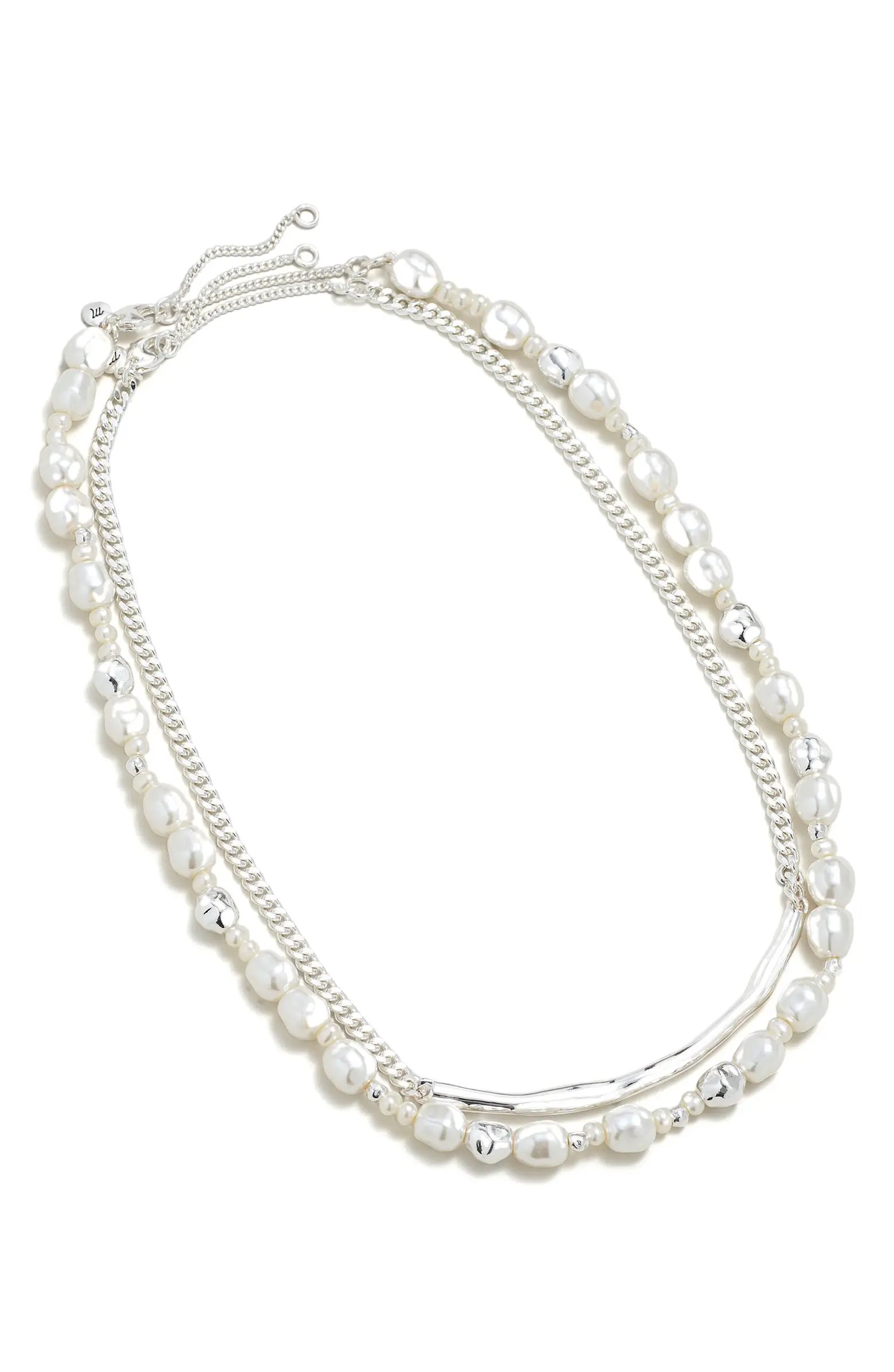 Madewell Assorted Set of 2 Cultured Freshwater Pearl & Chain Necklaces | Nordstrom | Nordstrom