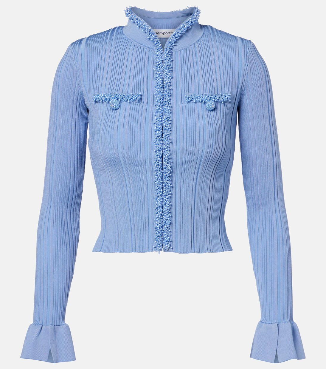 Cardigan in maglia a coste con perline | Mytheresa (IT)