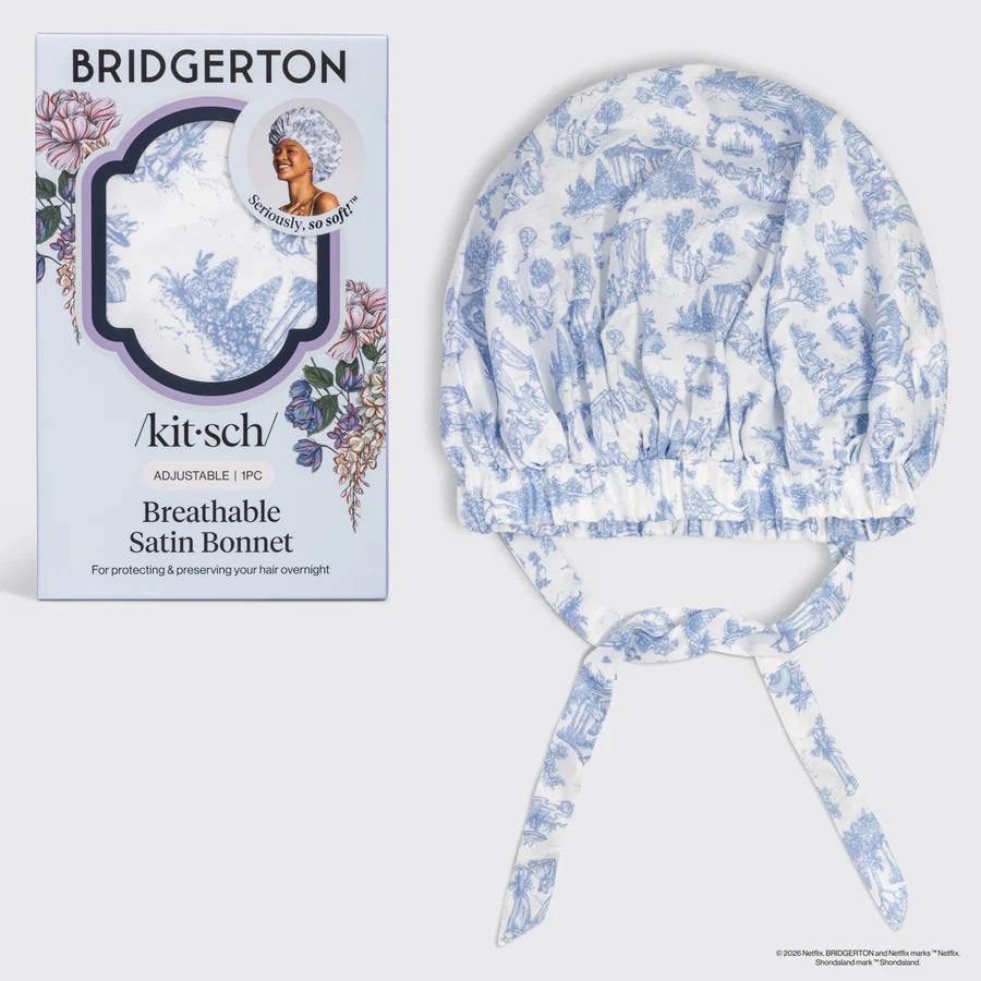 Bridgerton x Kitsch Breathable Satin Bonnet in Garden Toile | Kitsch