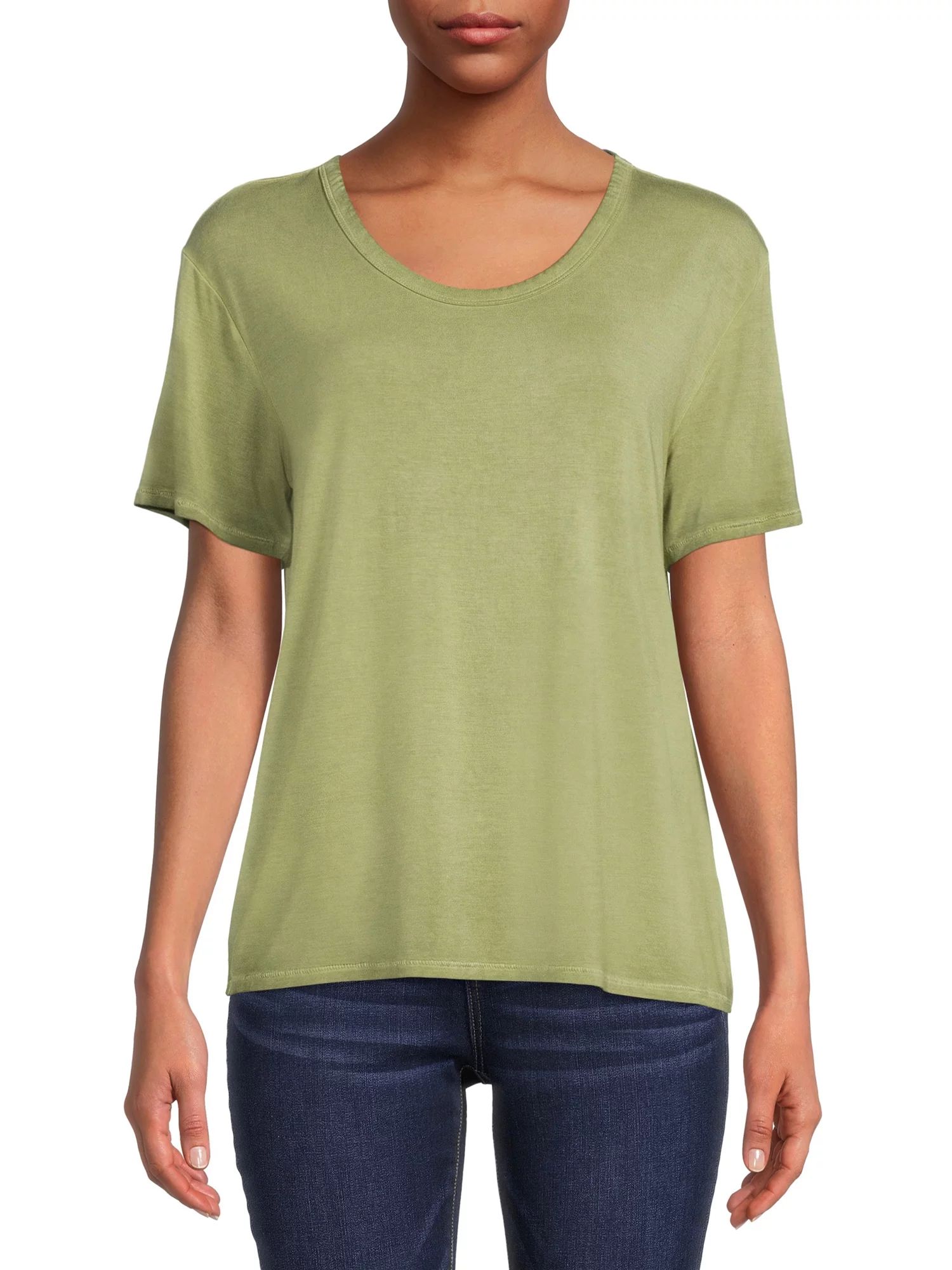 Time and Tru Women's Washed Scoop Neck | Walmart (US)