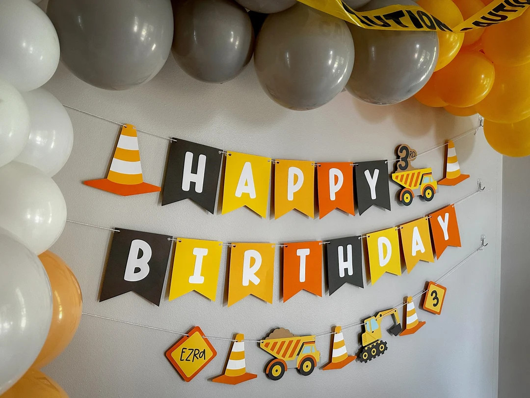 construction birthday banner - construction party banner - construction party decor - personalize... | Etsy (US)