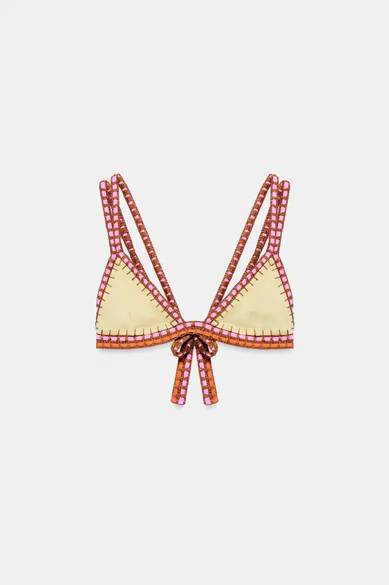 CROCHET STRAP BIKINI TOP | Zara US