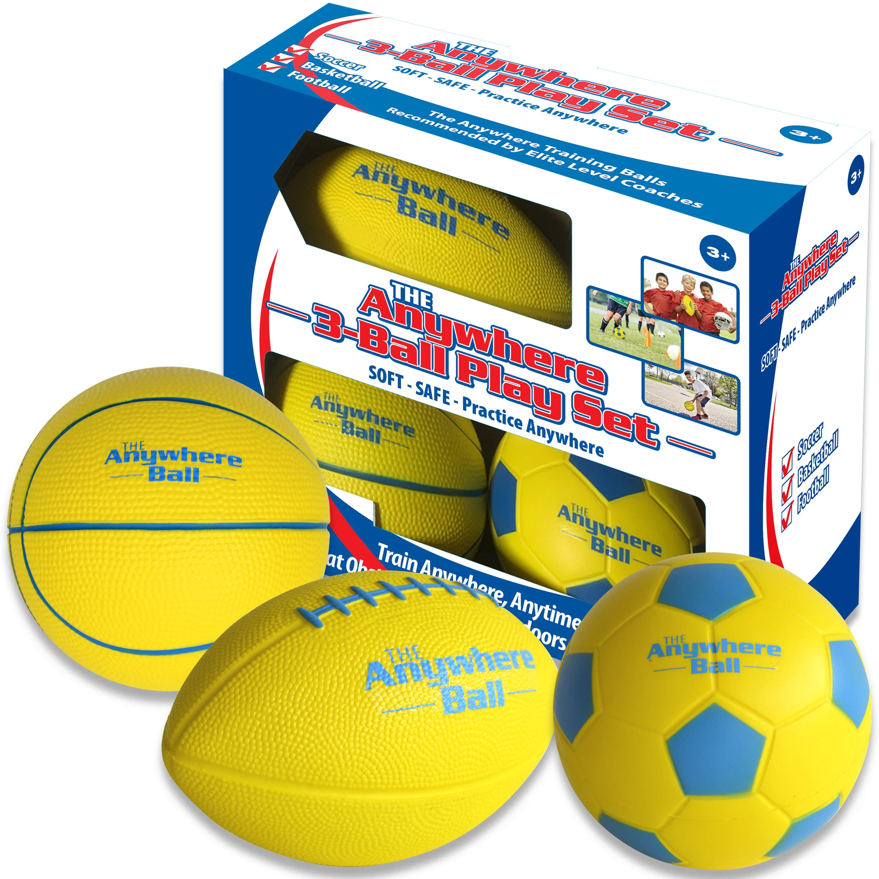 Anywhere Ball - 3 Ball Sport Set Including Football, Soccer Ball, and Basketball for Kids - Walma... | Walmart (US)