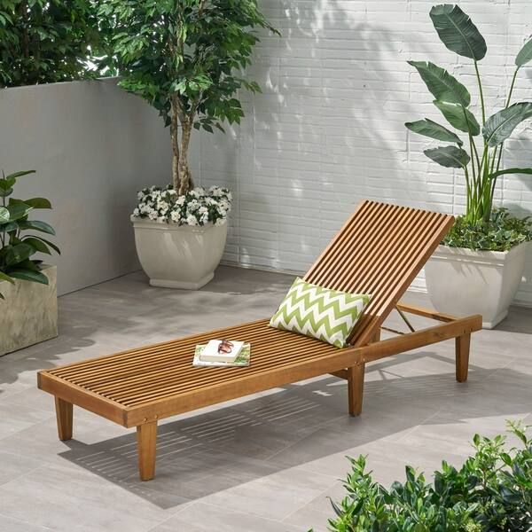 Nadine Outdoor Adjustable Wood Chaise Lounge by Christopher Knight Home - Grey | Bed Bath & Beyond
