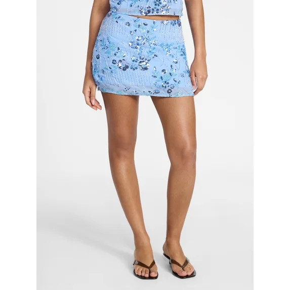 No Boundaries Sequin Embellished Mini Skirt, Women's XXS-XXL | Walmart (US)
