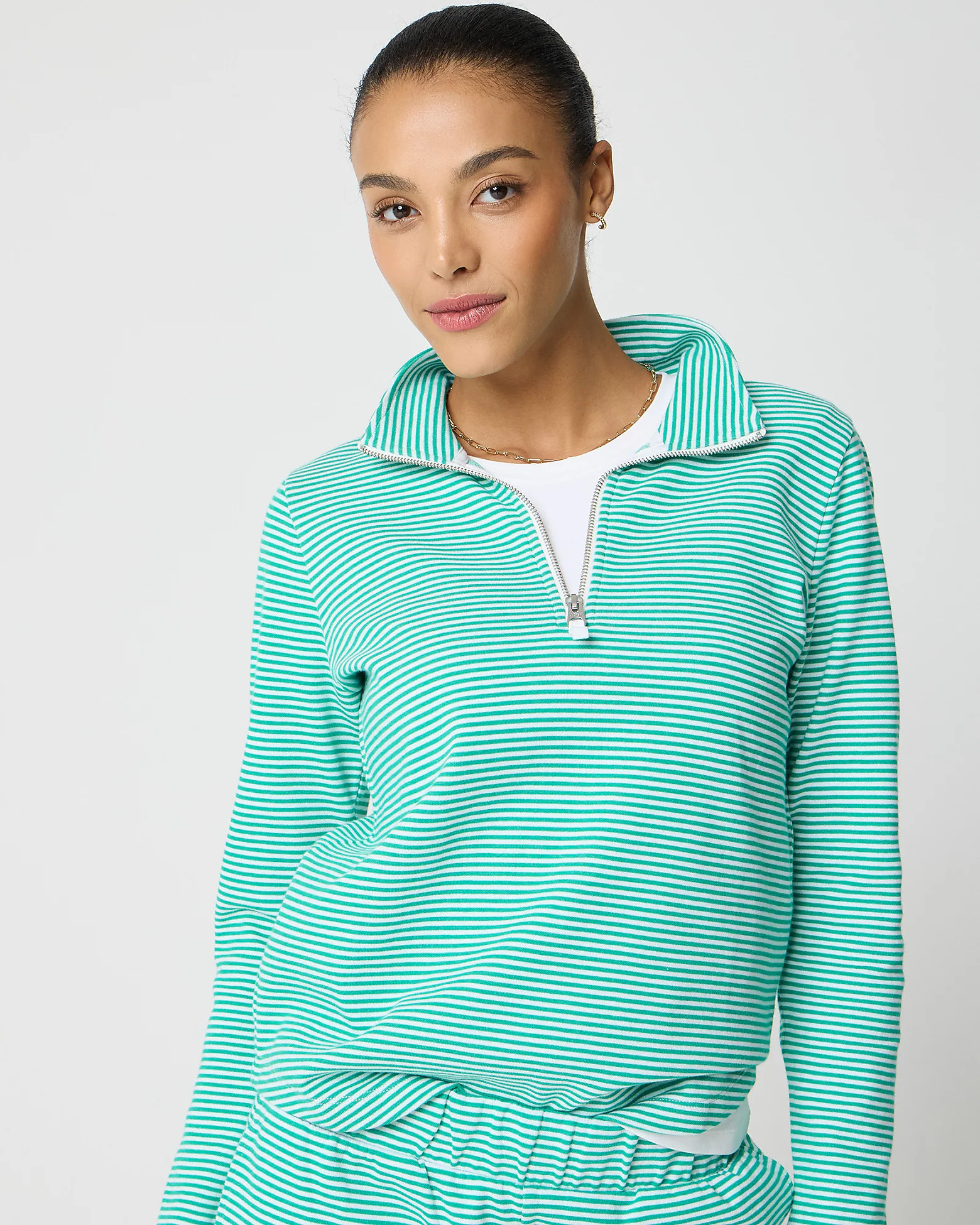 Striped terry half-zip pullover | J.Crew Factory