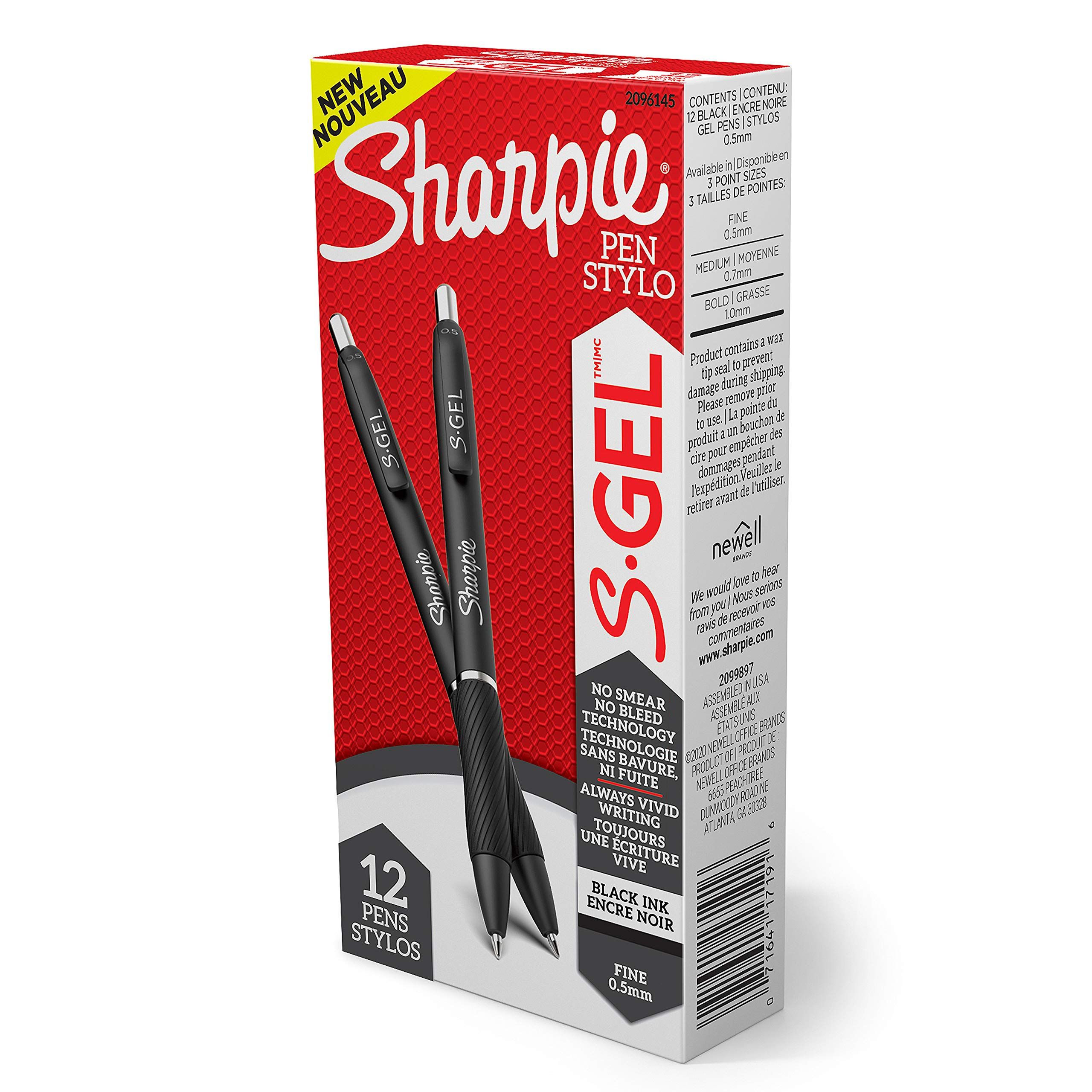 Sharpie S-Gel, Gel Pens, Fine Point (0.5mm), Black Ink Gel Pen, 12 Count | Amazon (US)