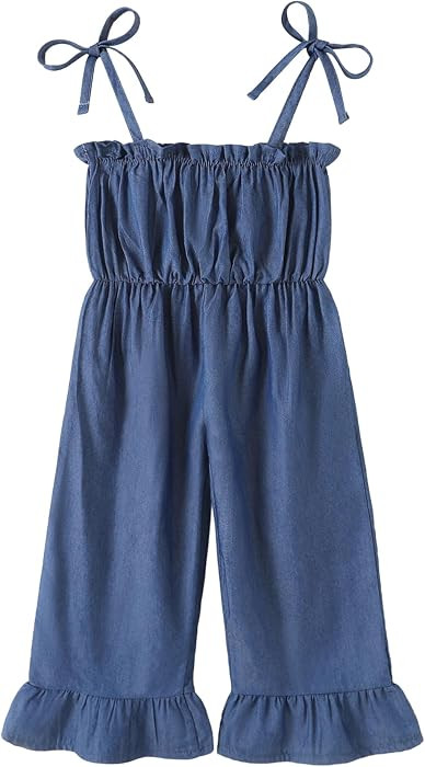 Happy Town Toddler Girls Sleeveless Jumpsuit Long Pant Romper with Ruffles | Amazon (US)