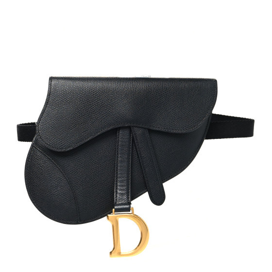 CHRISTIAN DIOR Calfskin Saddle Belt Bag Black | FASHIONPHILE (US)