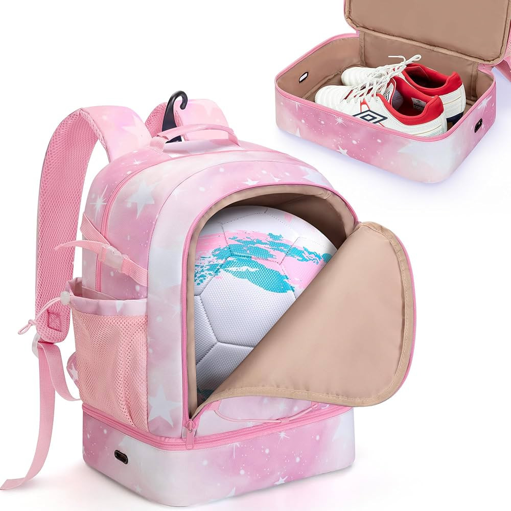 Soccer Bags for Girls with Separate Ball Pocket and Shoe Compartment, Sports Backpack for Soccer,... | Amazon (US)