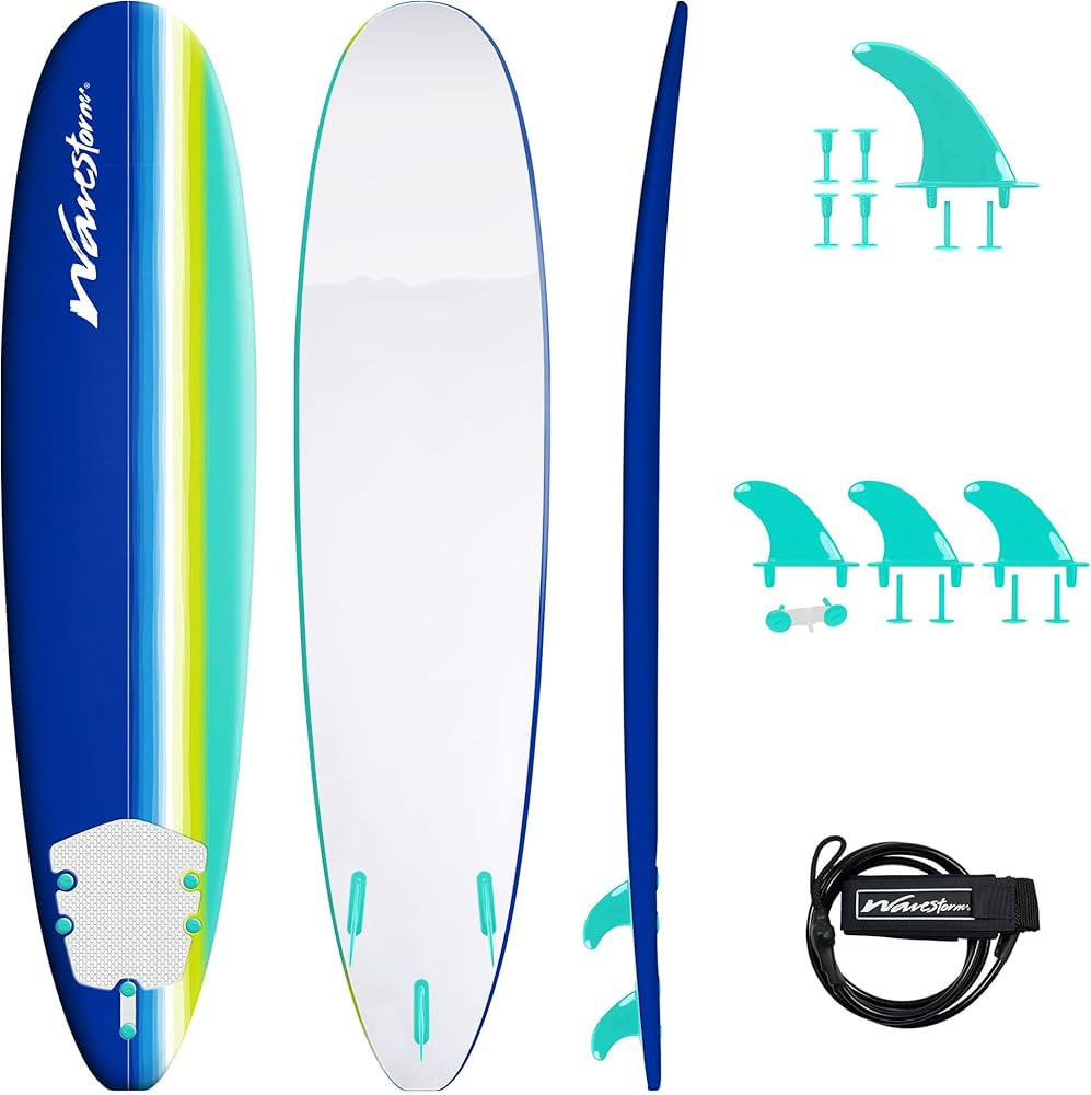 WAVESTORM 8ft Premium Classic Longboard Surfboard | Amazon (US)