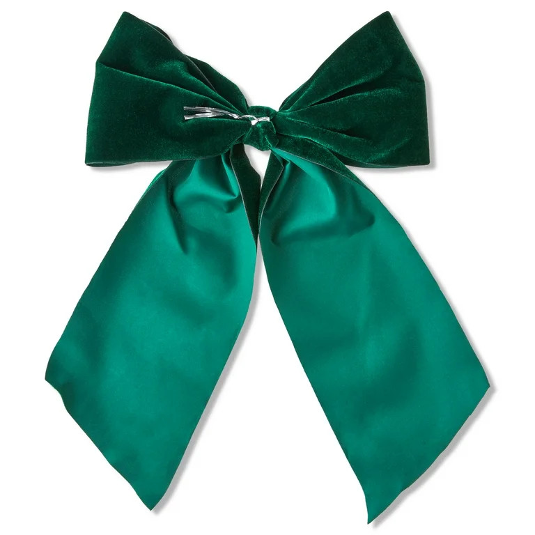 Green Velvet Christmas Tree Topper Bow, 20", by My Texas House | Walmart (US)