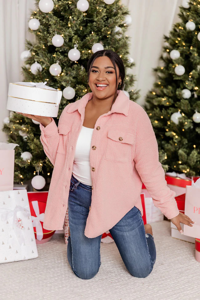 Wonderful Soul Blush Sherpa Shacket | Pink Lily