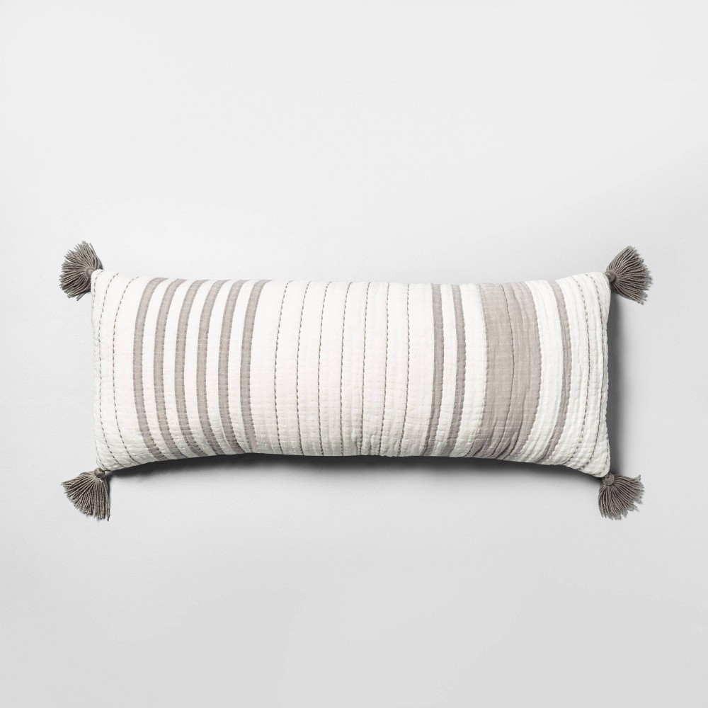 Oversized Striped Lumbar Throw Pillow Gray/Cream - Hearth & Hand™ with Magnolia | Target