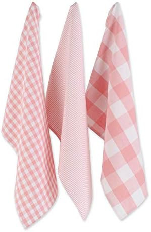 DII 100% Cotton Gingham Check Kitchen Collection, Pink, Dishtowel Set, 3 Piece | Amazon (US)