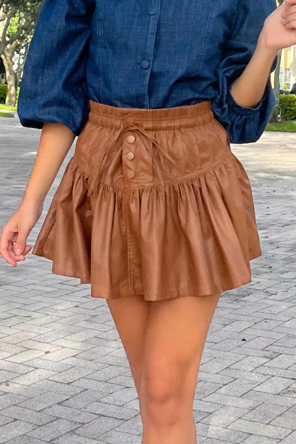 RL Pleather Ruffle Skirt | Pookie and Sebastian