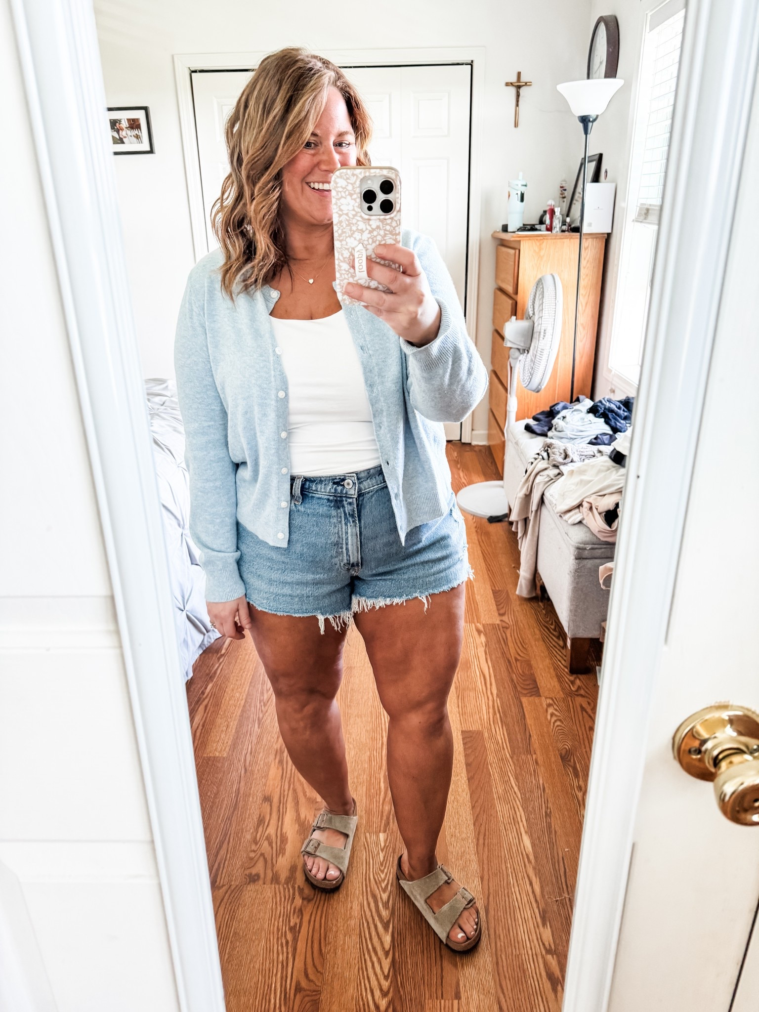 My cardigan is from the fall but I linked the one they have available now that is super similar! My shorts are so good and comfy - I size up in shorts so wearing a 33.  

#LTKPetite #LTKMidsize #LTKFindsUnder50
