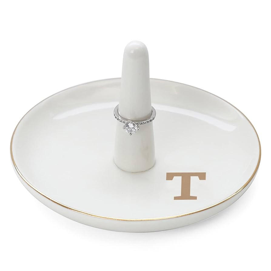 HOME SMILE Initials Ring Holder Jewery Tray with personalized T-Monogrammed Engagement Gifts for ... | Amazon (US)
