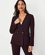 The Petite Collarless Double Breasted Blazer in Fluid Crepe | Ann Taylor (US)