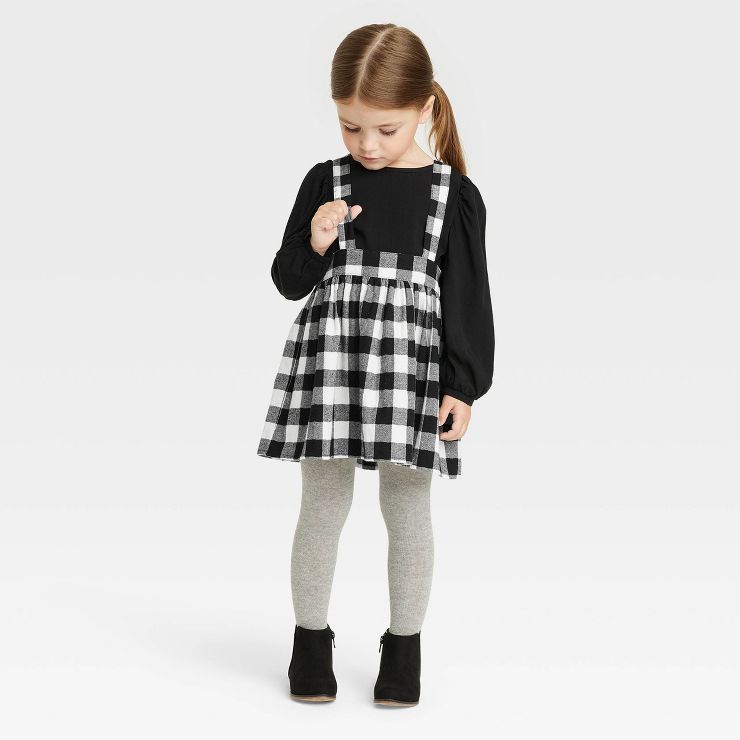 Toddler Girls' Buffalo Long Sleeve Top & Check Skirtall Set - Cat & Jack™ Black | Target