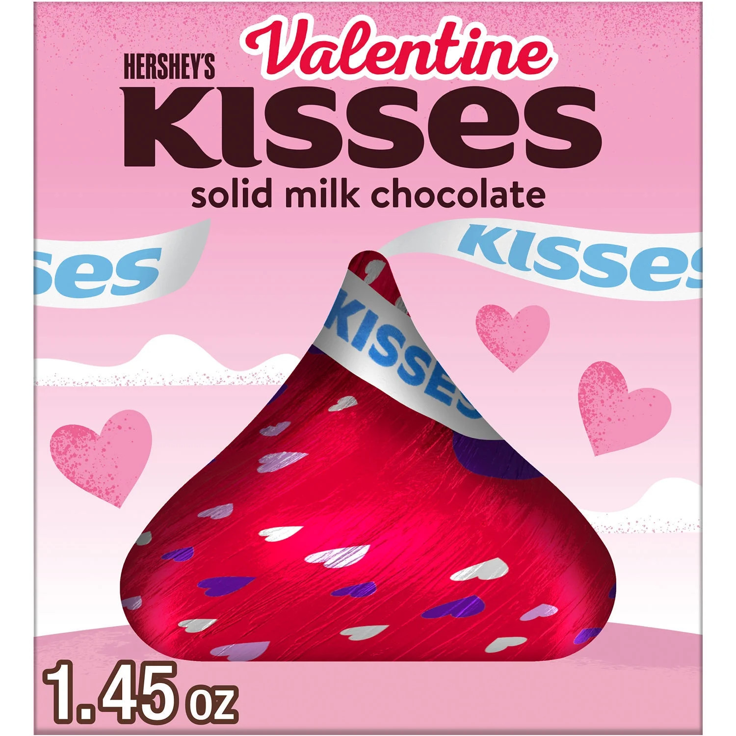 HERSHEY'S KISSES Solid Milk Chocolate, Valentine's Candy Gift Box, 1.45 oz | Walmart (US)