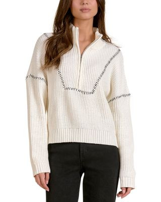Elan Contrast Stitch Quarter Zip Sweater | Bloomingdale's (US)