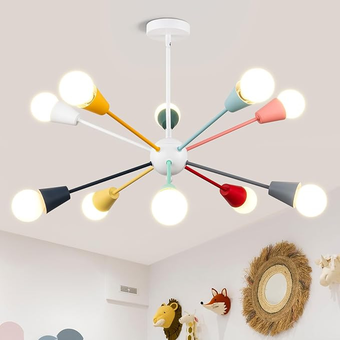 Colorful Sputnik Chandeliers, 10-Light Dining Room Light Fixture Height Adjustable Modern Chandel... | Amazon (US)