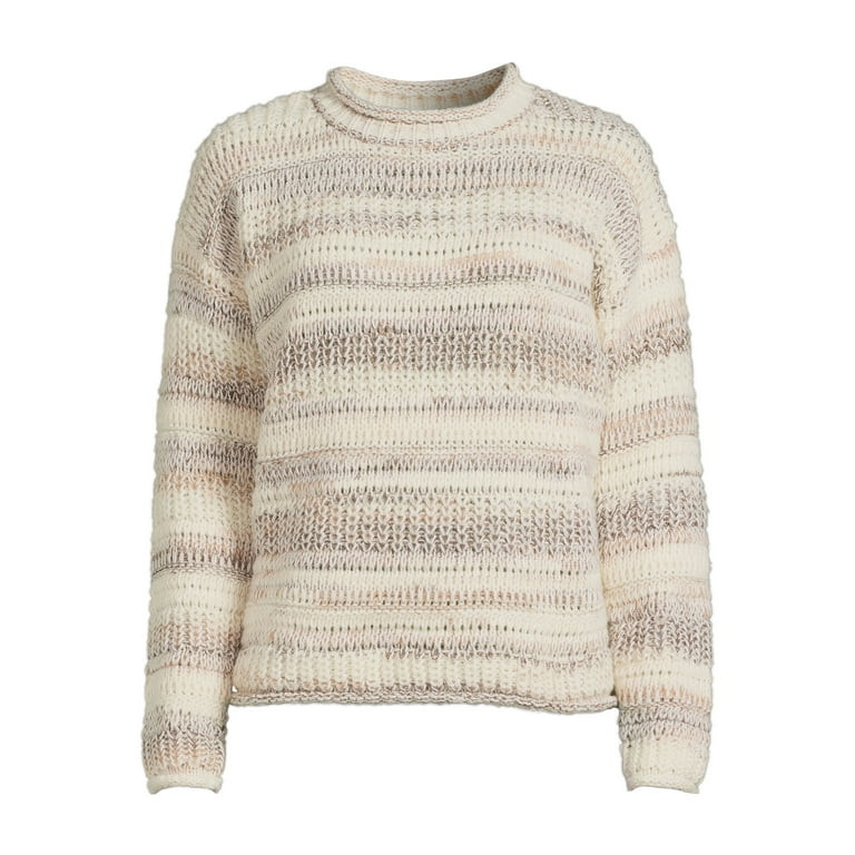 Time and Tru Women's Space Dye Roll Neck Sweater, Midweight, Sizes XS-XXXL - Walmart.com | Walmart (US)
