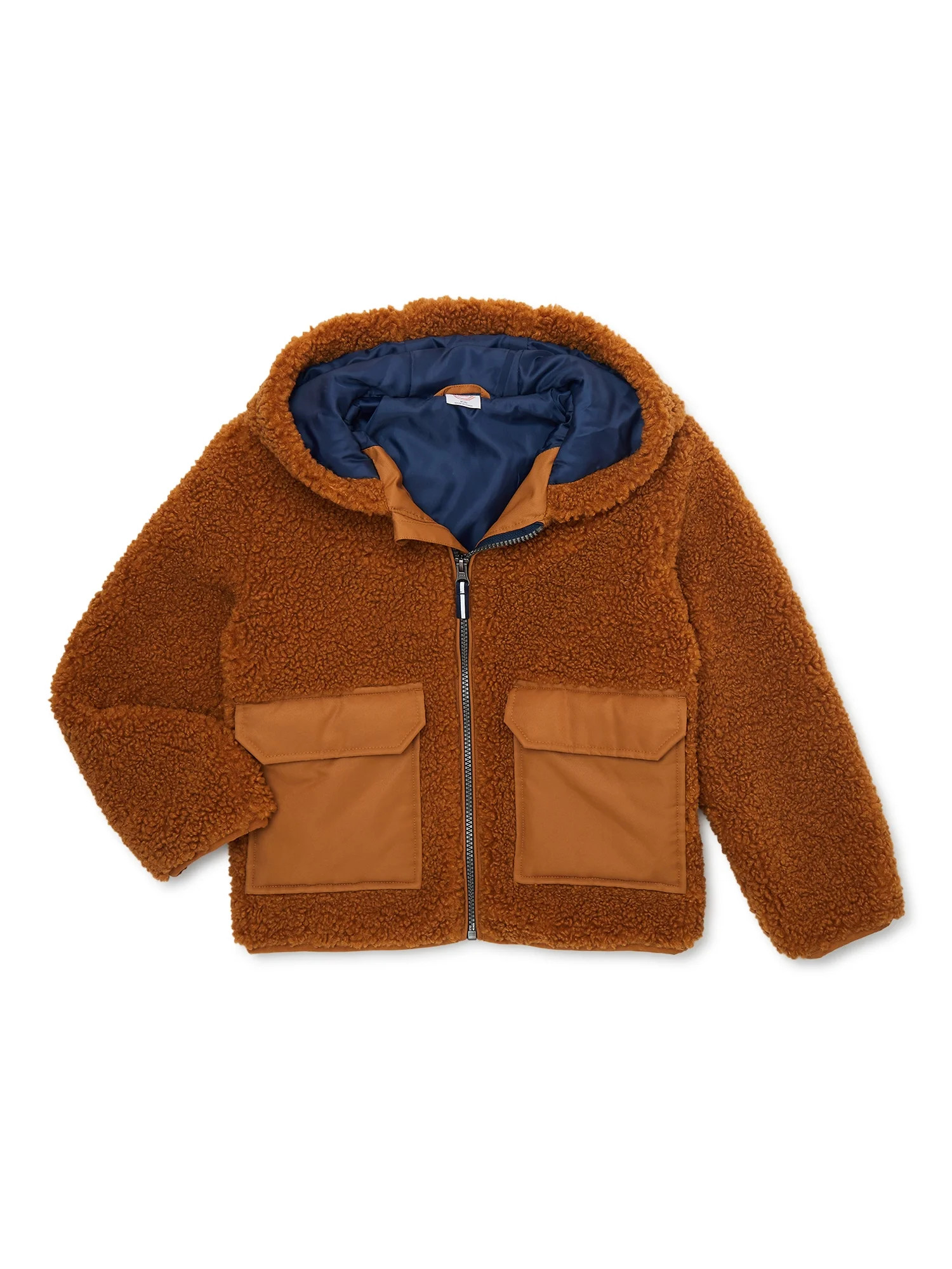 Wonder Nation Boys Sherpa Full Zip Jacket, Sizes 4-18 & Husky - Walmart.com | Walmart (US)