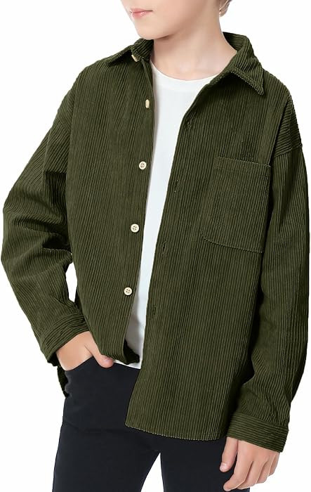LOLANTA Boys Corduroy Shirts Kids Western Botton Down Shacket Loose Fit | Amazon (US)