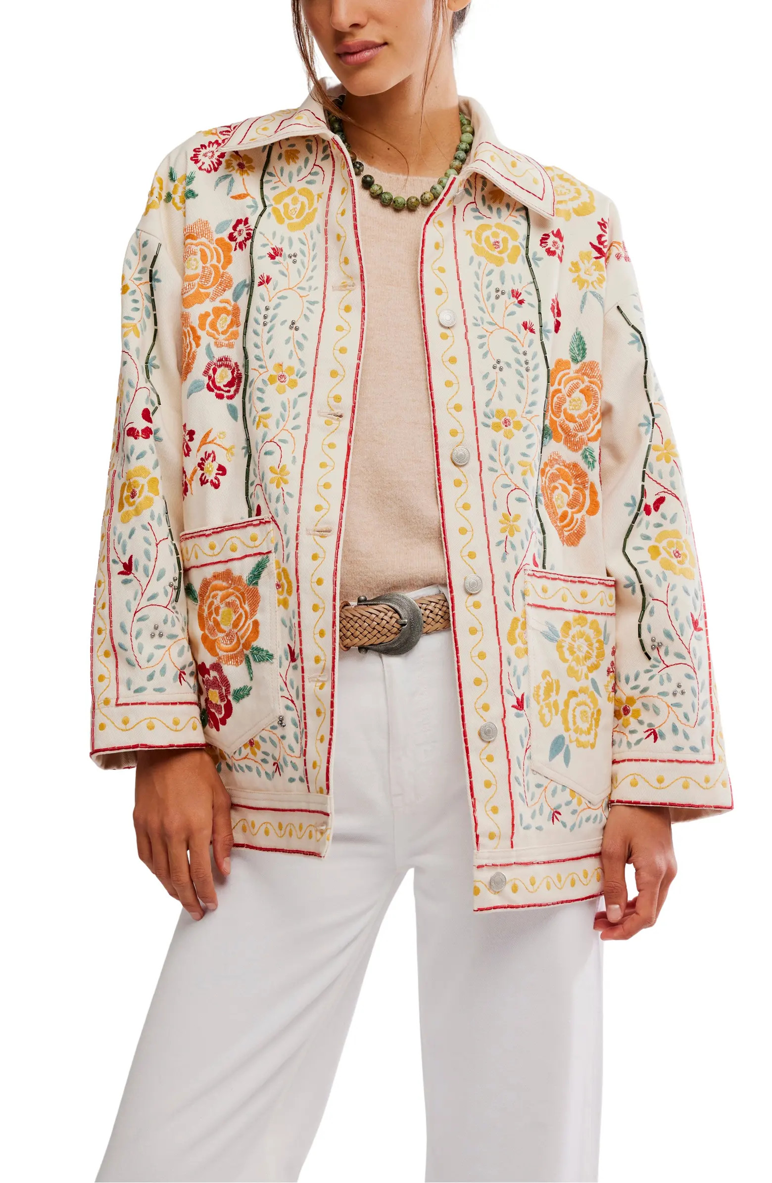 Free People Avery Beaded Embroidered Cotton Jacket | Nordstromrack | Nordstrom Rack