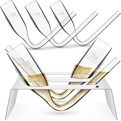 CHAMBONG - Champagne Flute Party Set - 2 Plastic Champagne Shooters (6 oz) & 1 White Metal Flute Hol | Amazon (US)