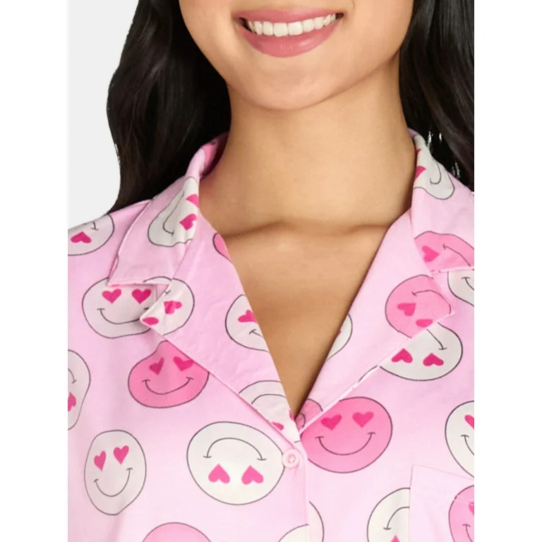 Women’s Valentine’s Day Print Shorty Notch Collar Pajama Set from Way to Celebrate, 2-Piece, ... | Walmart (US)