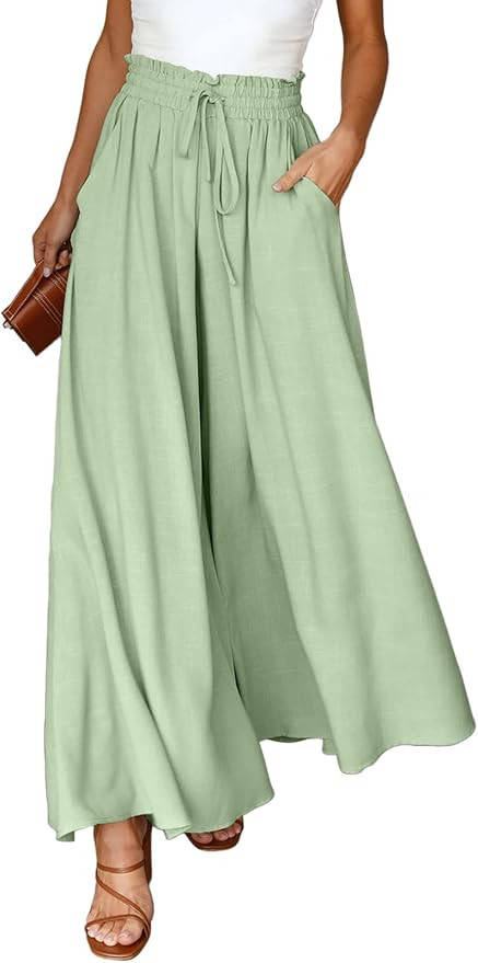 Dokotoo Pants for Women Casual Elastic Waist Wide Leg Pants with Pockets | Amazon (US)