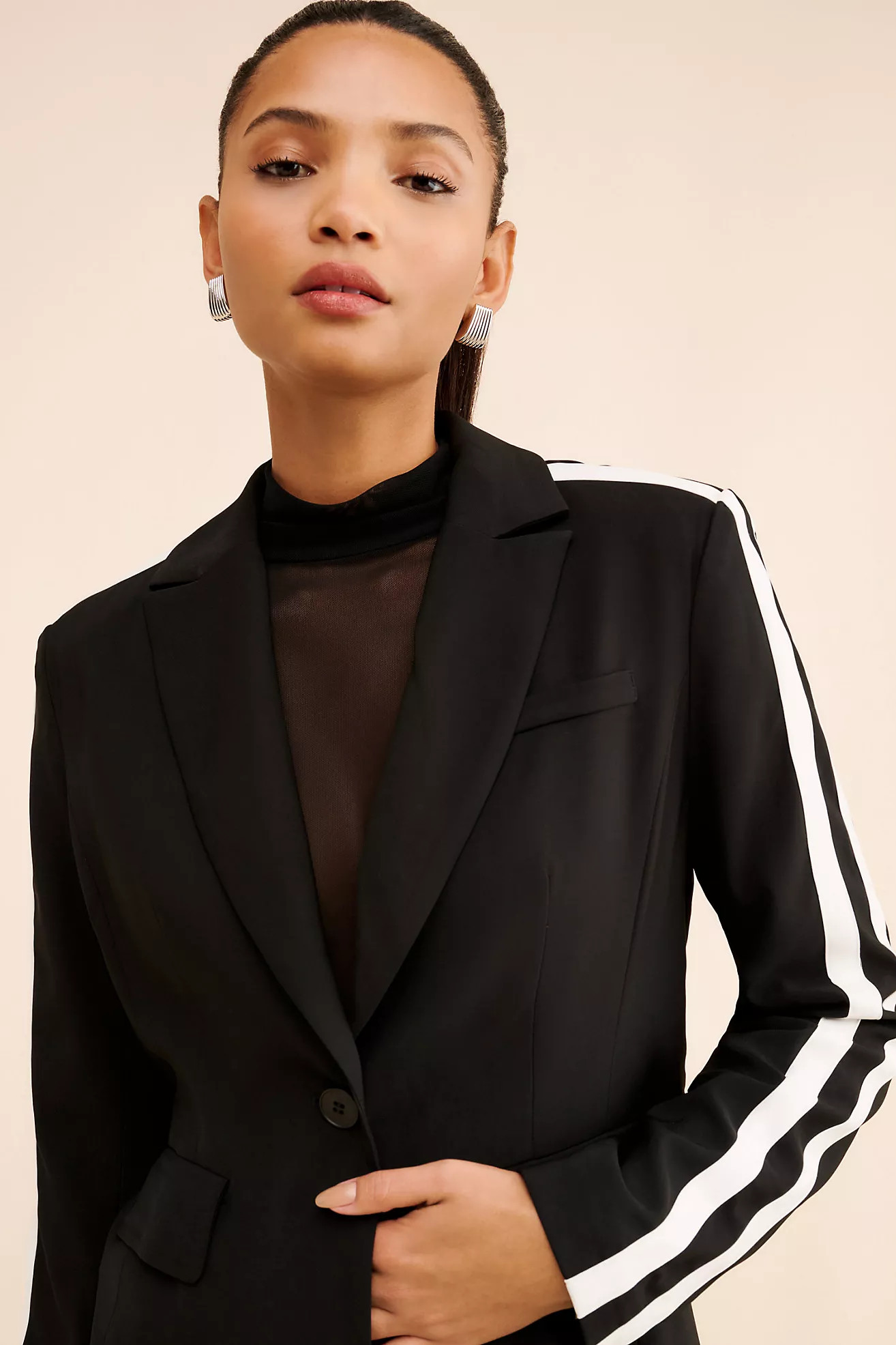 Flat White Racer Stripe Blazer | Anthropologie (US)