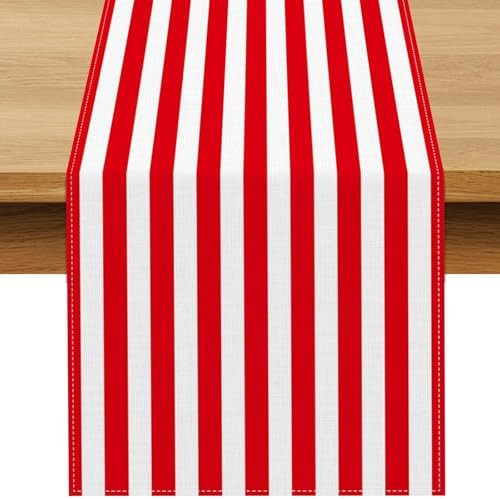 Buxiuer Red and White Striped Table Runner Circus Carnival Theme Party Decoration Read Across Ame... | Amazon (US)