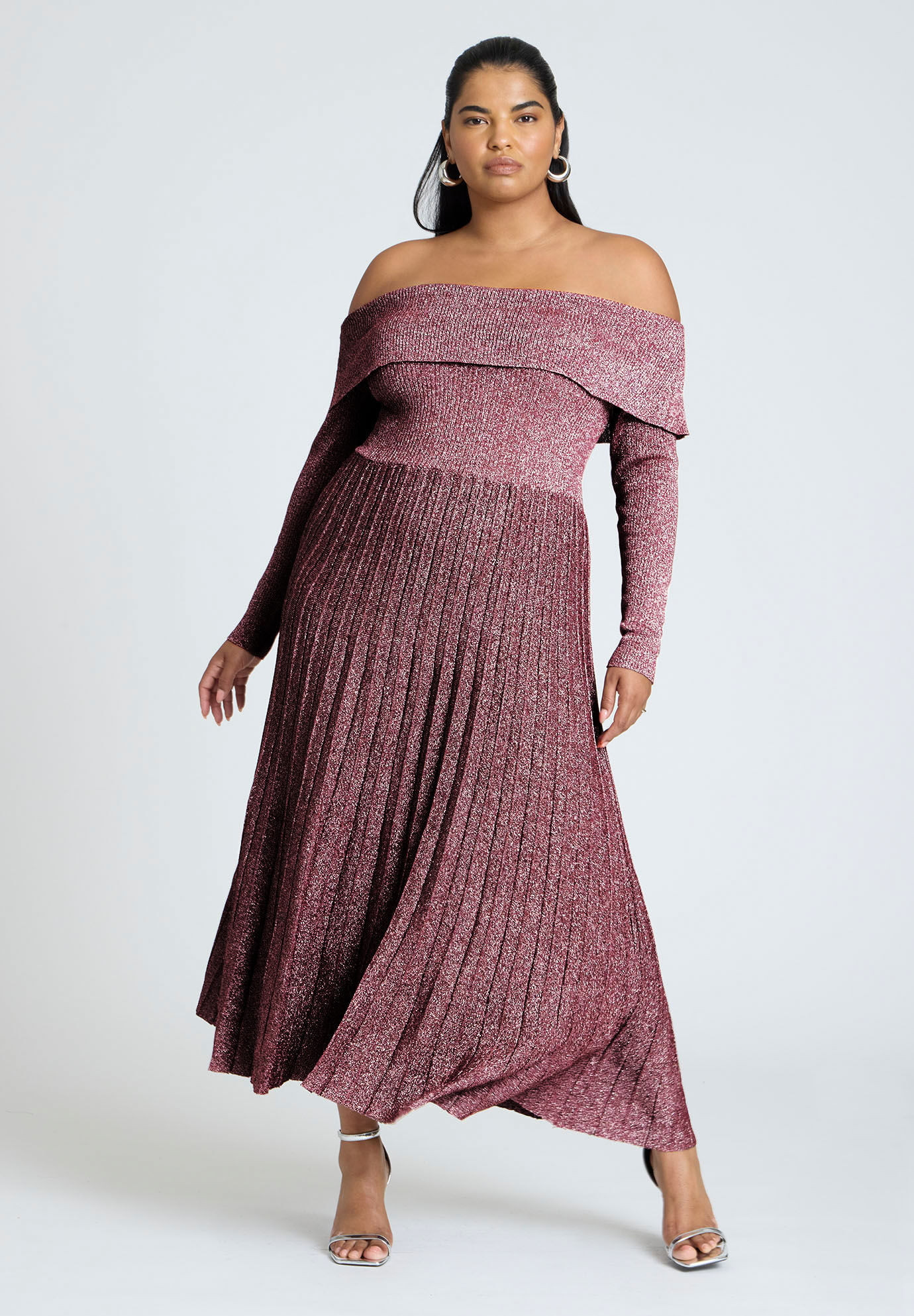 Lurex Off Shoulder Dress | Eloquii