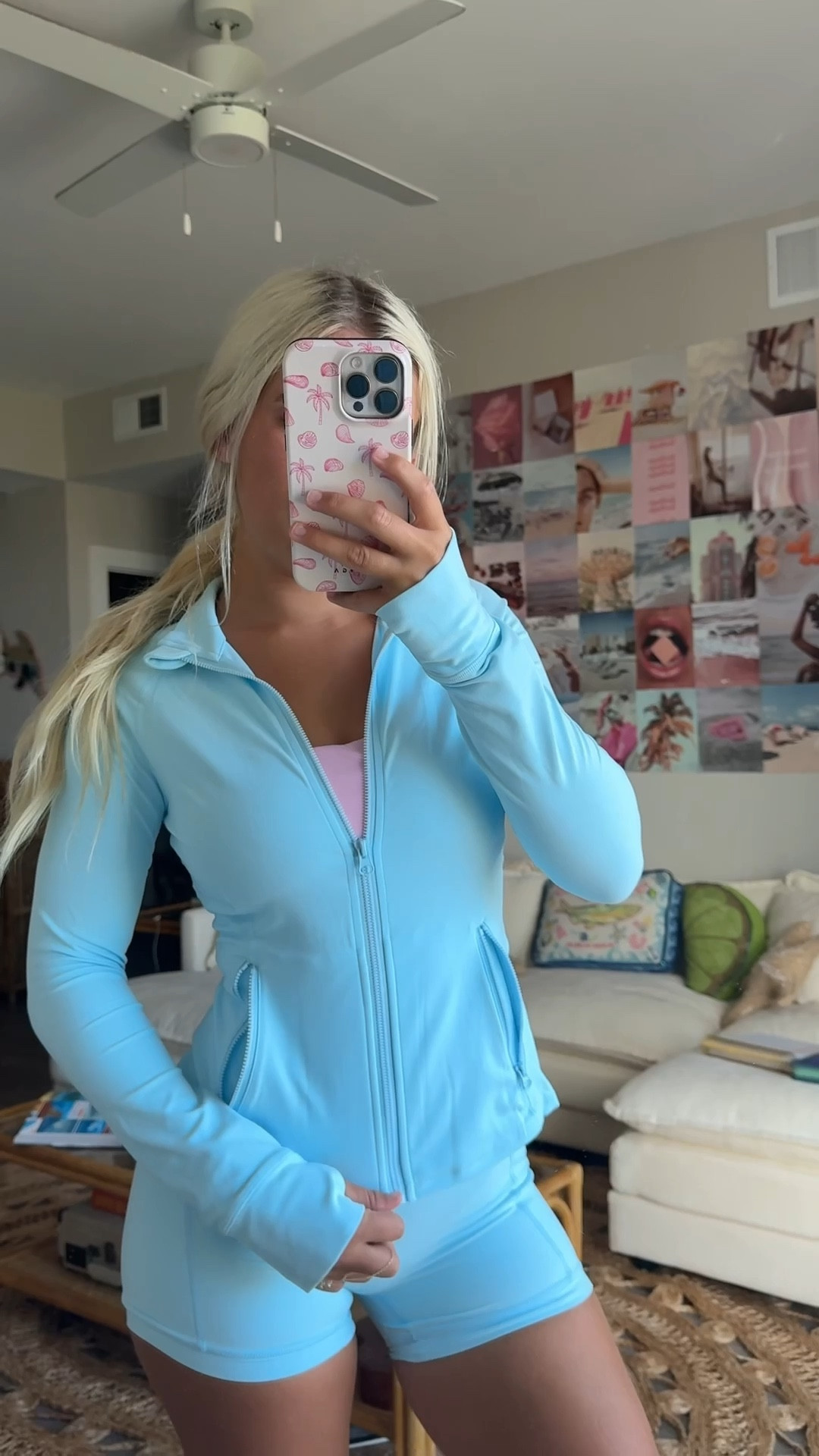 This set is my absolute new favorite and it is so affordable. This color is absolutely stunning. There’s so many other different color ways and the material feels just like the align material and there is grippy on the biker shorts so they aren’t rolling up which is my favorite part definitely going to be buying more sets!🩵

#LTKPetite #LTKActive #LTKFindsUnder50