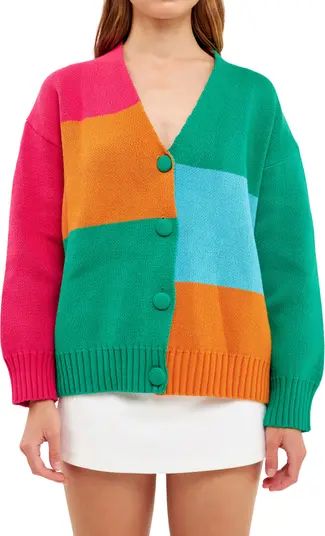 Abstract Colorblock Cotton Cardigan | Nordstrom