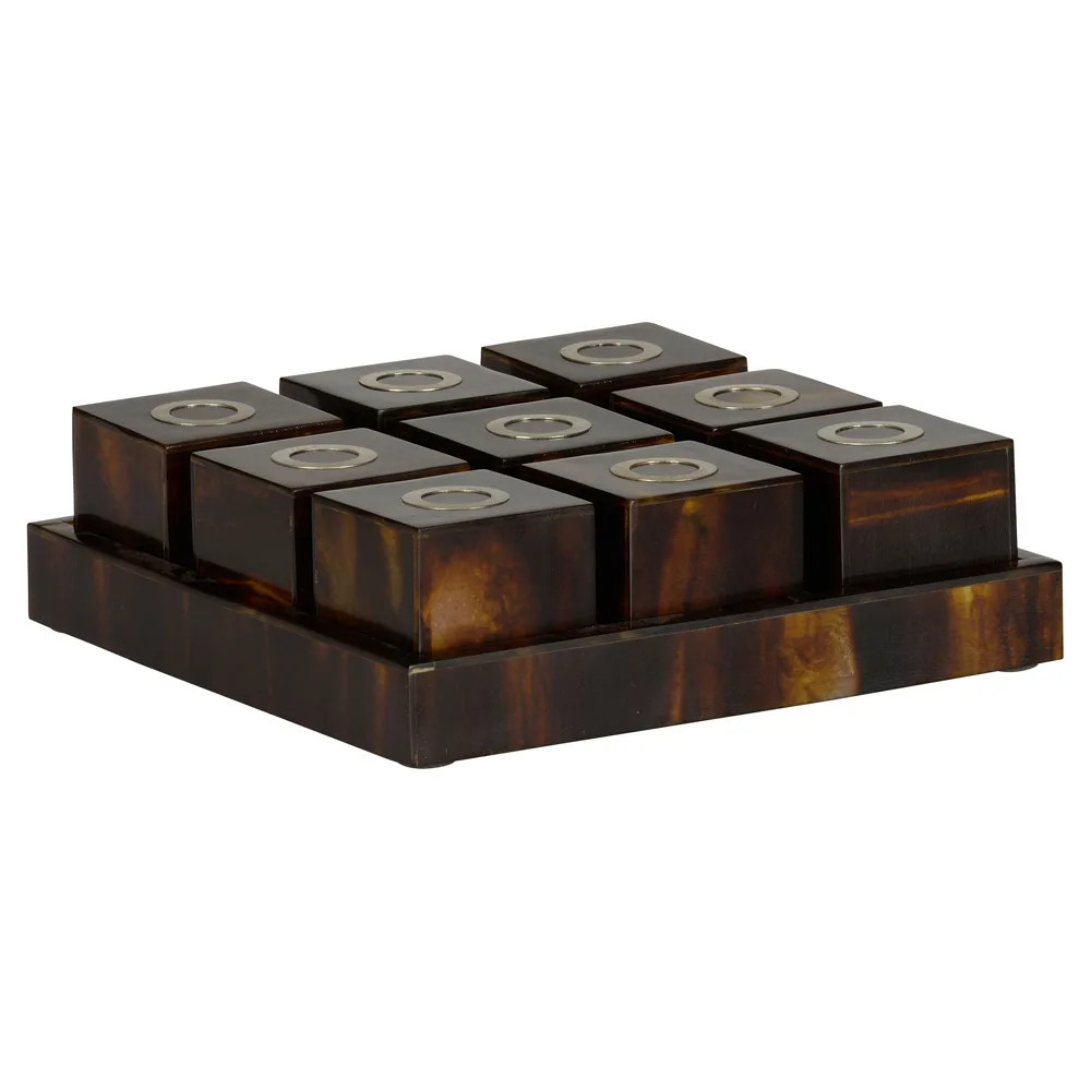 Theron Traditional Tortoise Shell Resin Tic Tac Toe Set | Kathy Kuo Home